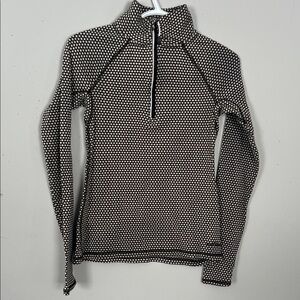 Eddie Bauer Black and White Cowl Neck Sweater 1/4 Zip Small